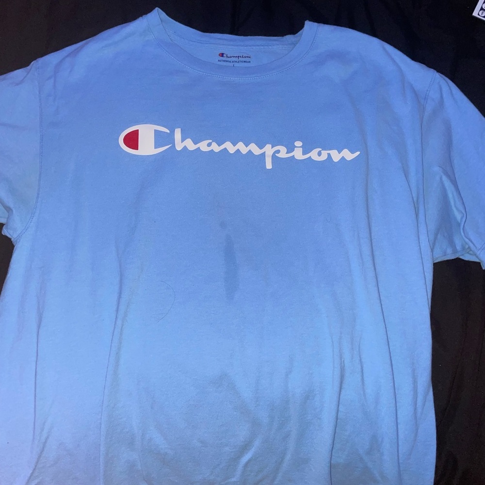 Mens large champion blue short sleeve